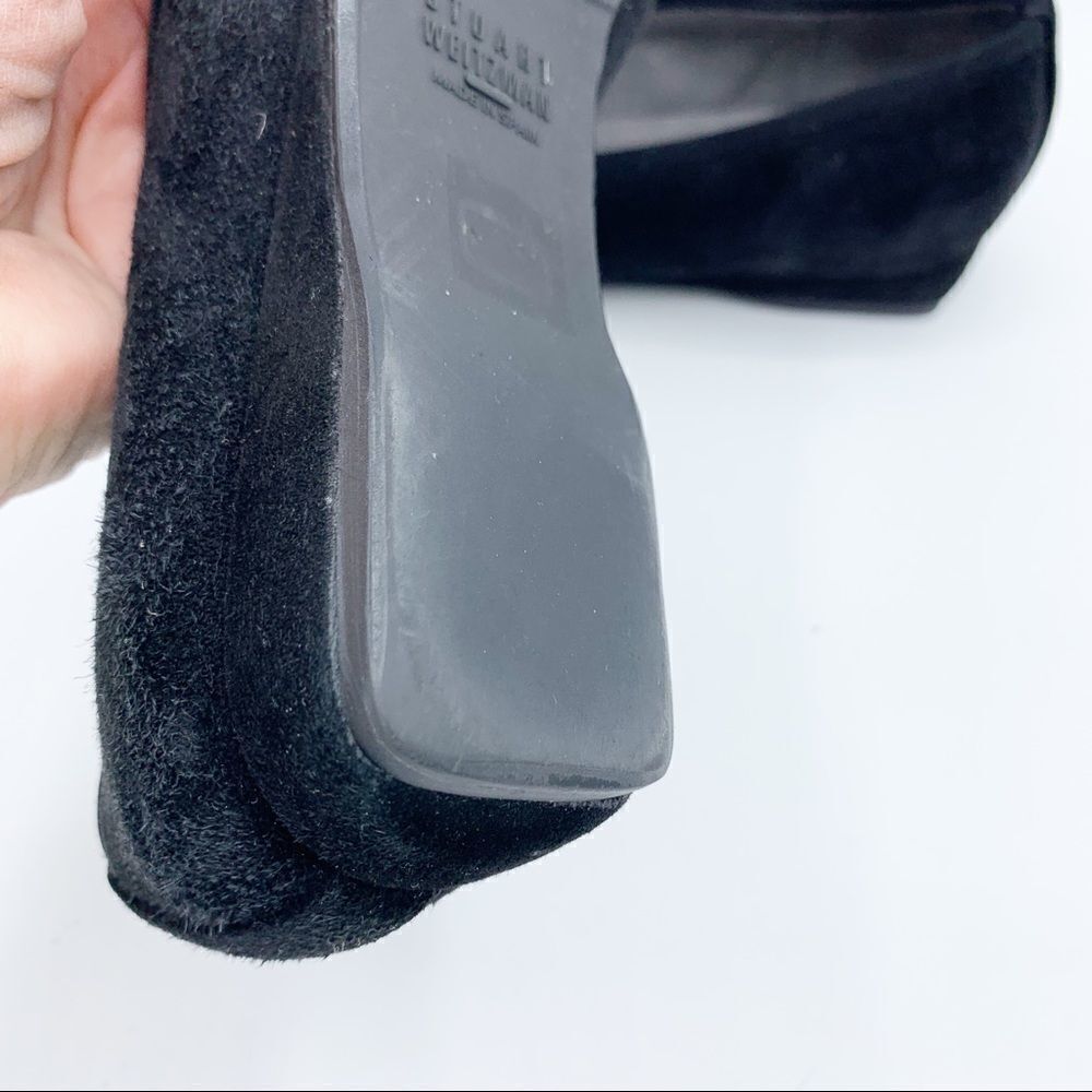 Stuart Weizmann Black‎ Quilted Suede Ballet Wedge Flats SZ 7 - Picture 11 of 12